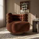 BUN/ZRA002/101011 Rust Brown Velvet Modern Swivel Accent Chair - Zora