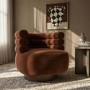 Rust Brown Velvet Modern Swivel Armchair - Zora