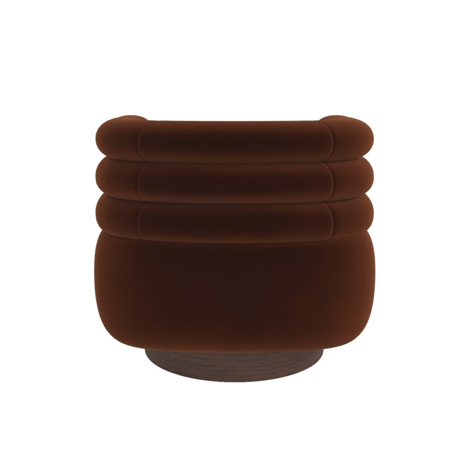 Rust Brown Velvet Modern Swivel Armchair - Zora