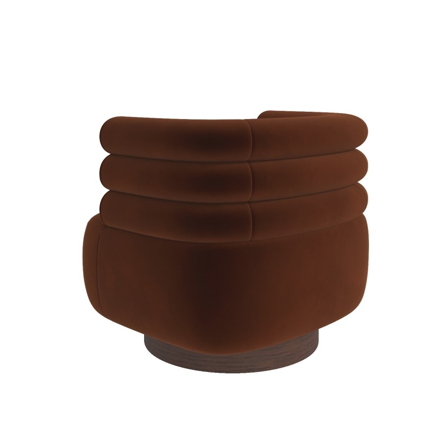 Rust Brown Velvet Modern Swivel Armchair - Zora
