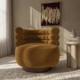 Caramel Brown Velvet Modern Swivel Armchair - Zora