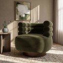 ZRA004 Green Velvet Modern Swivel Armchair - Zora