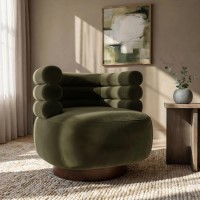 Green Velvet Modern Swivel Armchair - Zora