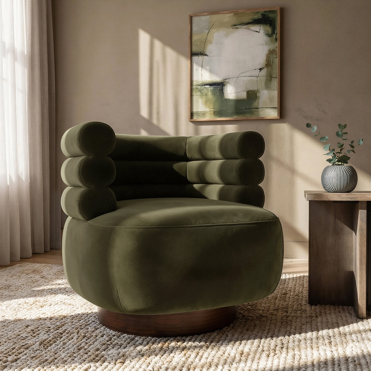 Velvet Modern Swivel Armchair