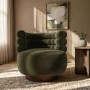 Green Velvet Modern Swivel Armchair - Zora
