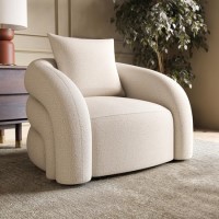 Cream Boucle Armchair with Cushion - Zuri