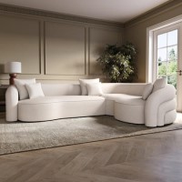 Cream Boucle Right Hand Facing 4 Seater Curved Corner Sofa - Zuri