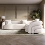 Cream Boucle Right Hand Facing 4 Seater Curved Corner Sofa - Zuri