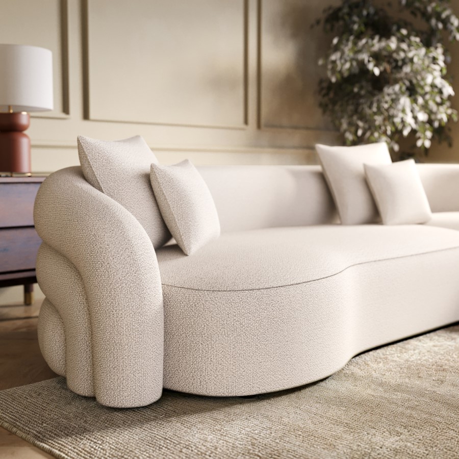 ONLY OPENED - Zuri 4 Seater Cream Boucle Right Facing Corner Sofa