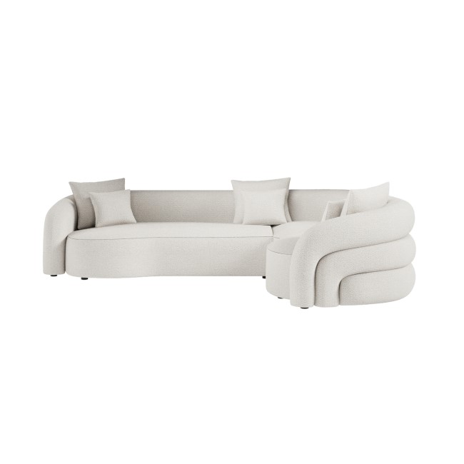 Cream Boucle Right Hand Facing 4 Seater Curved Corner Sofa - Zuri