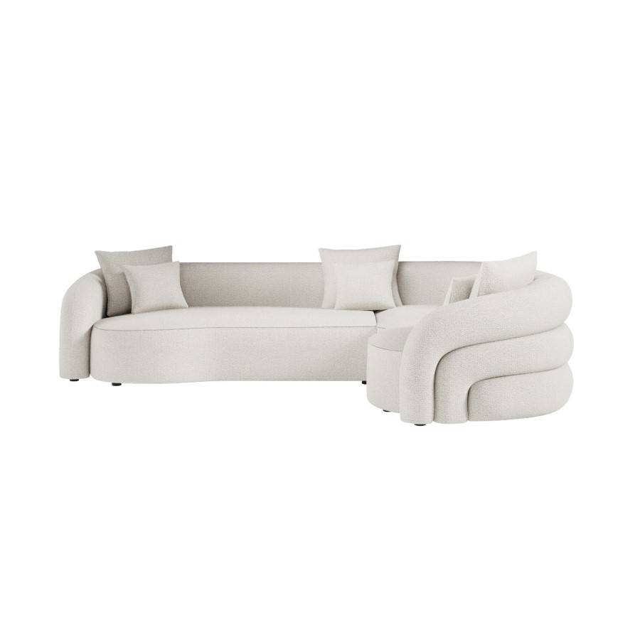 ONLY OPENED - Zuri 4 Seater Cream Boucle Right Facing Corner Sofa