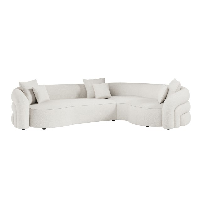 Cream Boucle Right Hand Facing 4 Seater Curved Corner Sofa - Zuri