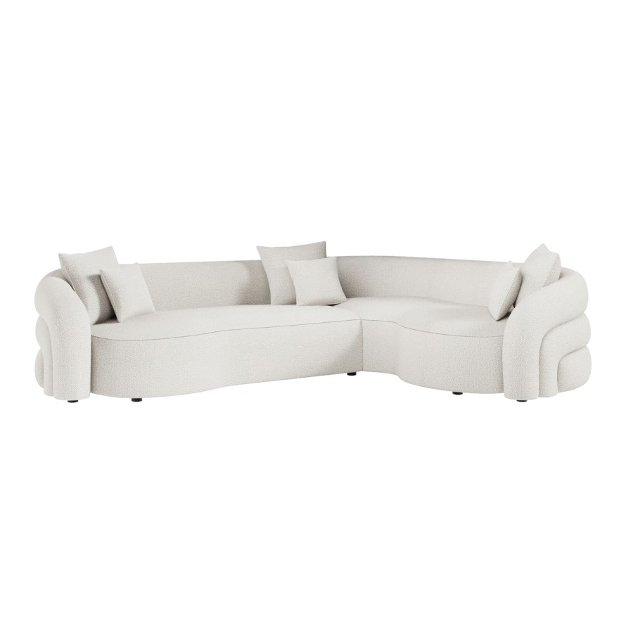 ONLY OPENED - Zuri 4 Seater Cream Boucle Right Facing Corner Sofa