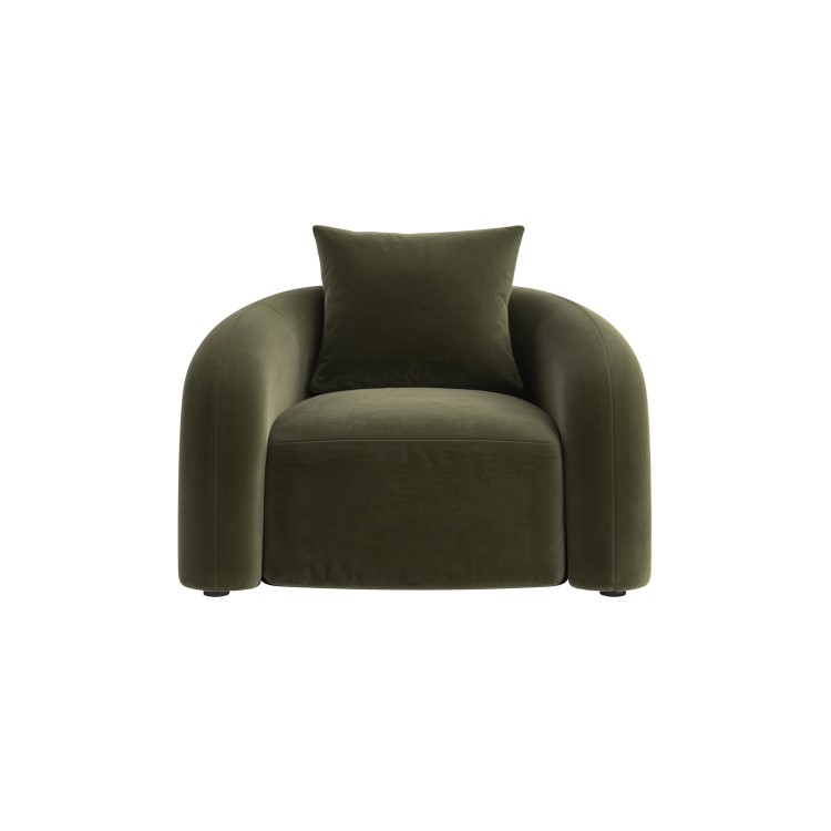 Green Velvet Armchair with Cushion - Zuri