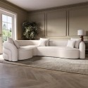 ZRI005 Cream Boucle Left Hand Facing 4 Seater Curved Corner Sofa - Zuri