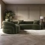 Green Velvet Left Hand Facing 4 Seater Curved Corner Sofa - Zuri