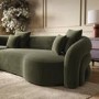 Green Velvet Left Hand Facing 4 Seater Curved Corner Sofa - Zuri