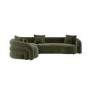 Green Velvet Left Hand Facing 4 Seater Curved Corner Sofa - Zuri