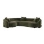 Green Velvet Left Hand Facing 4 Seater Curved Corner Sofa - Zuri