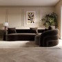 Brown Velvet Right Hand Facing 4 Seater Curved Corner Sofa - Zuri