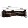 Brown Velvet Right Hand Facing 4 Seater Curved Corner Sofa - Zuri