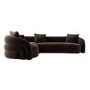 Brown Velvet Right Hand Facing 4 Seater Curved Corner Sofa - Zuri