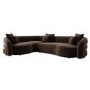 Brown Velvet Right Hand Facing 4 Seater Curved Corner Sofa - Zuri