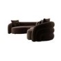 Brown Velvet Right Hand Facing 4 Seater Curved Corner Sofa - Zuri