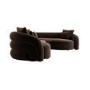 Brown Velvet Left Hand Facing 4 Seater Curved Corner Sofa - Zuri