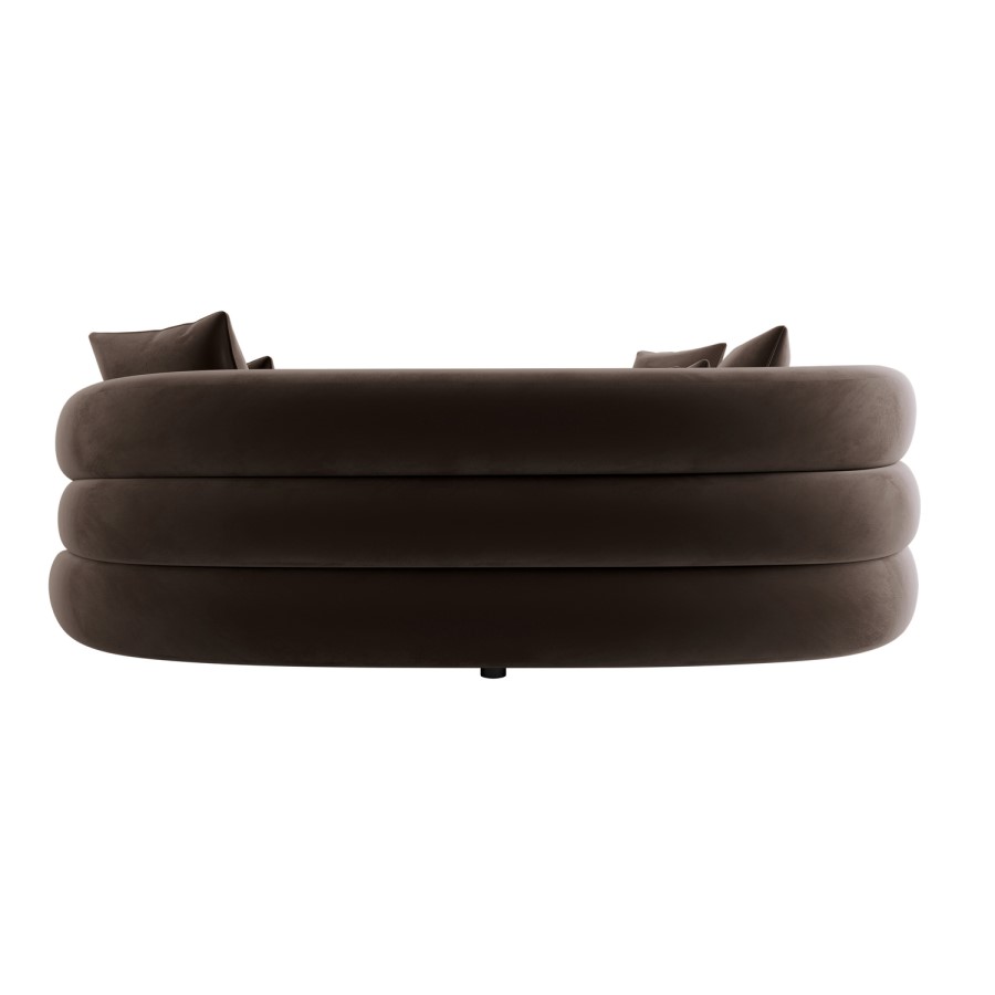 Brown Velvet Left Hand Facing 4 Seater Curved Corner Sofa - Zuri