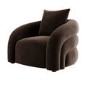 Brown Velvet Armchair with Cushion - Zuri