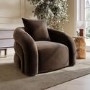 Brown Velvet Armchair with Cushion - Zuri
