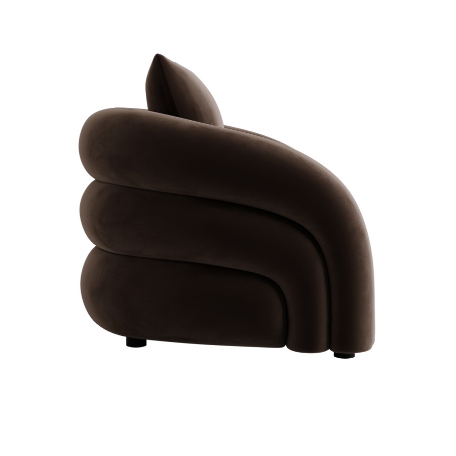 Brown Velvet Armchair with Cushion - Zuri