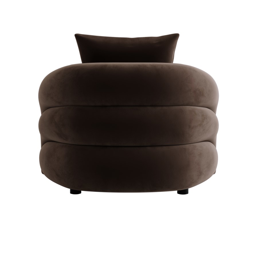 Brown Velvet Armchair with Cushion - Zuri