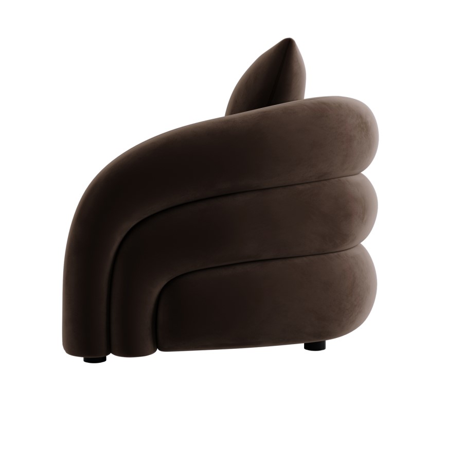 Brown Velvet Armchair with Cushion - Zuri