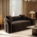 Brown Velvet Modern Curved 3 Seater Sofa - Zuri 