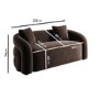 Brown Velvet Modern Curved 3 Seater Sofa - Zuri 