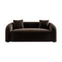 Brown Velvet Modern Curved 3 Seater Sofa - Zuri 