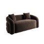 Brown Velvet Modern Curved 3 Seater Sofa - Zuri 