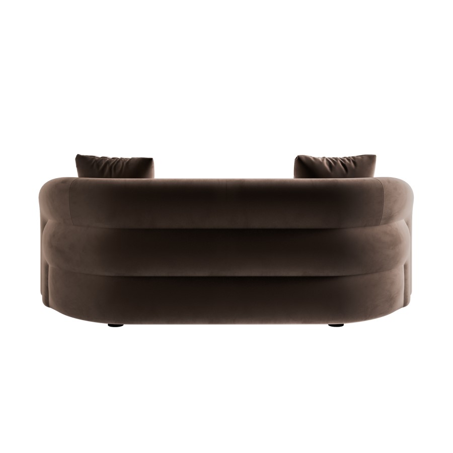 Brown Velvet Modern Curved 3 Seater Sofa - Zuri 