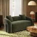 Green Velvet Modern Curved 3 Seater Sofa - Zuri 