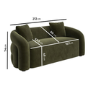Green Velvet Modern Curved 3 Seater Sofa - Zuri 