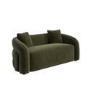 Green Velvet Modern Curved 3 Seater Sofa - Zuri 