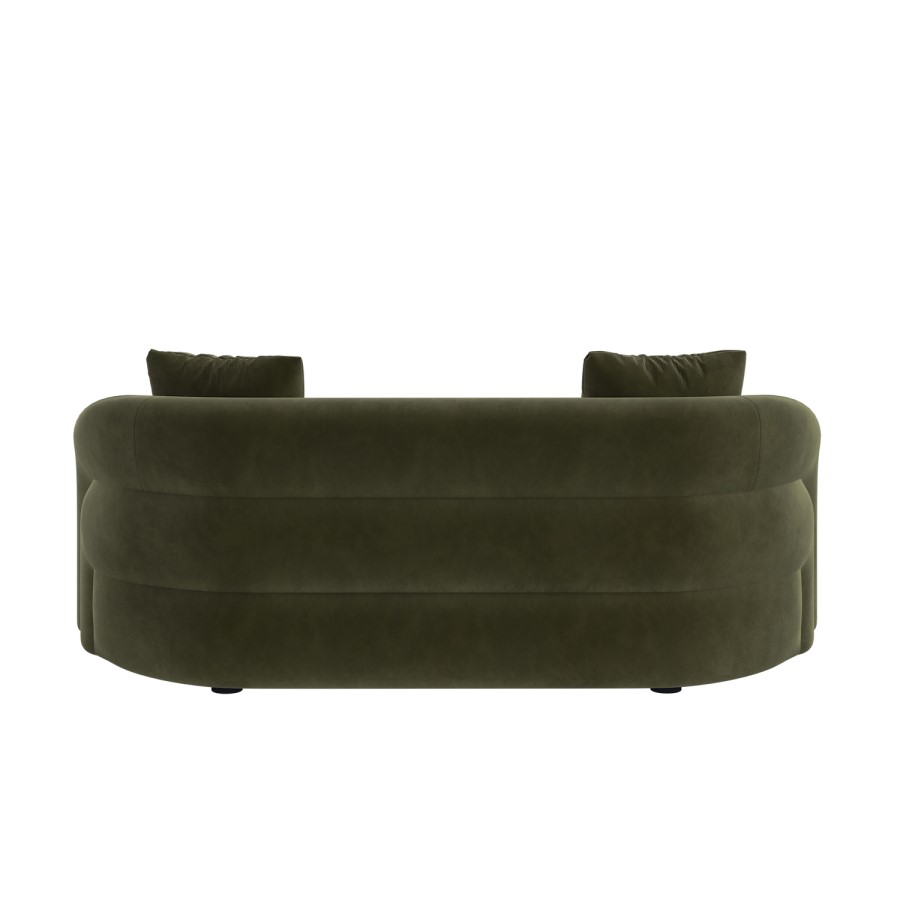 Green Velvet Modern Curved 3 Seater Sofa - Zuri 