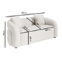 Cream Boucle Modern Curved 3 Seater Sofa - Zuri 