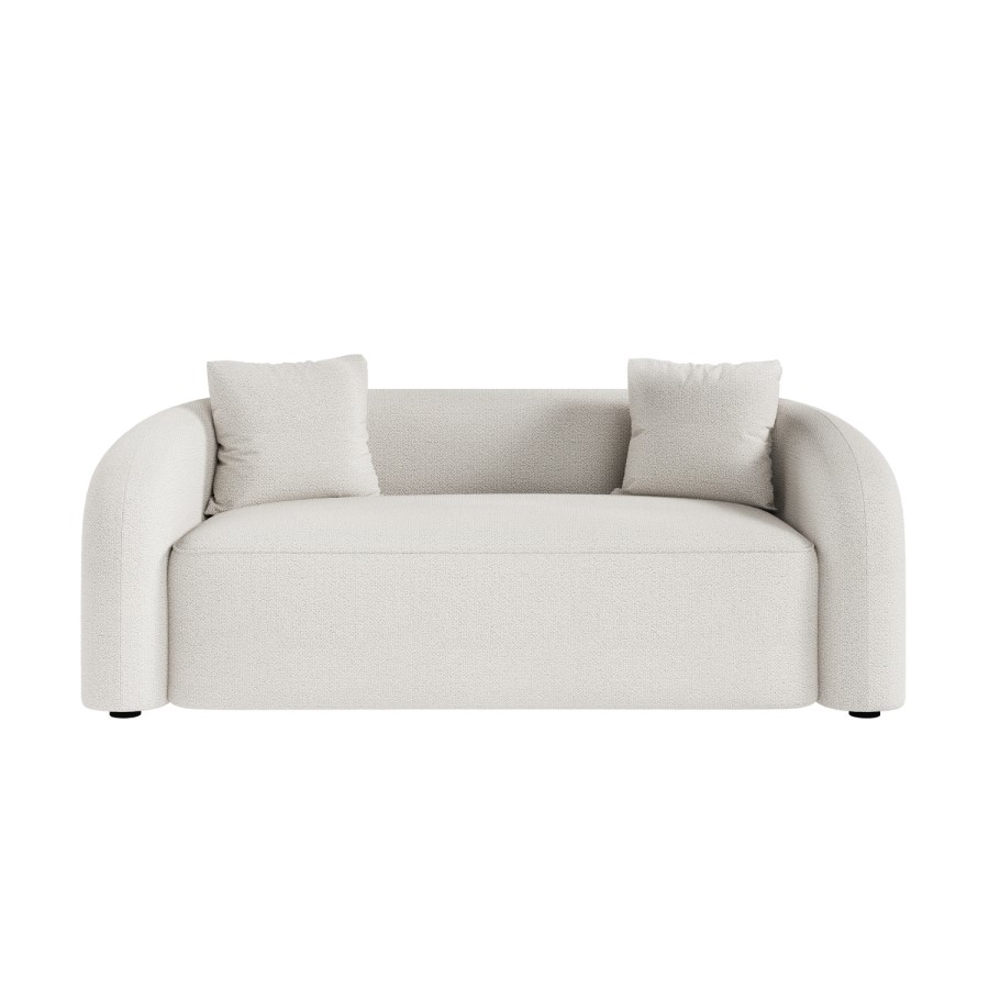 Cream Boucle Modern Curved 3 Seater Sofa - Zuri 
