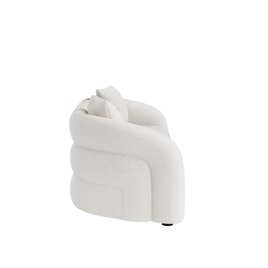 Cream Boucle Modern Curved 3 Seater Sofa - Zuri 