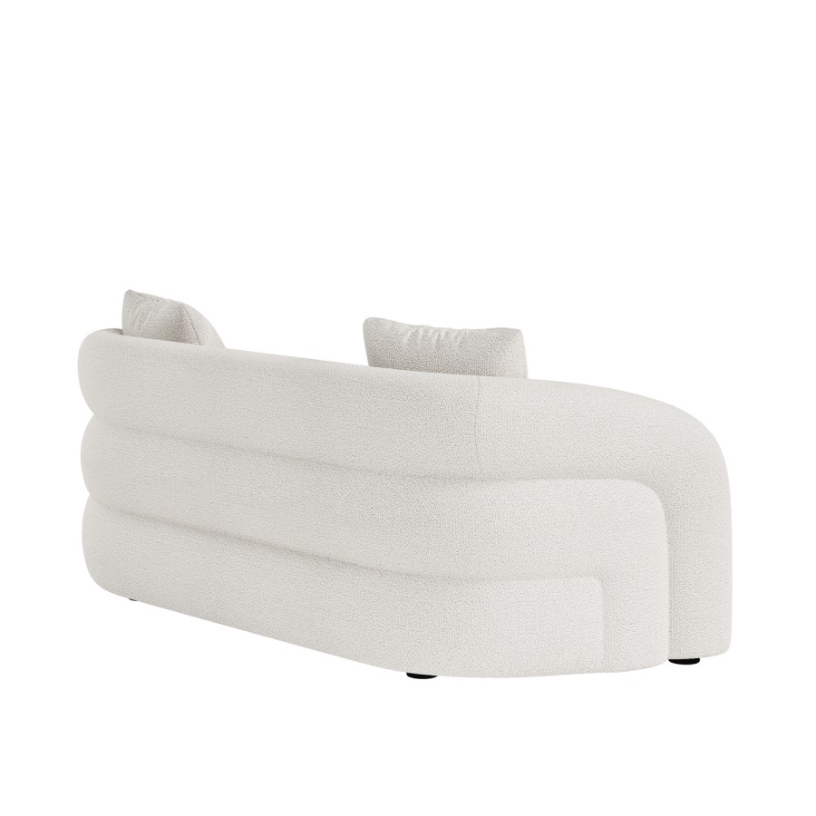 Cream Boucle Modern Curved 3 Seater Sofa - Zuri 