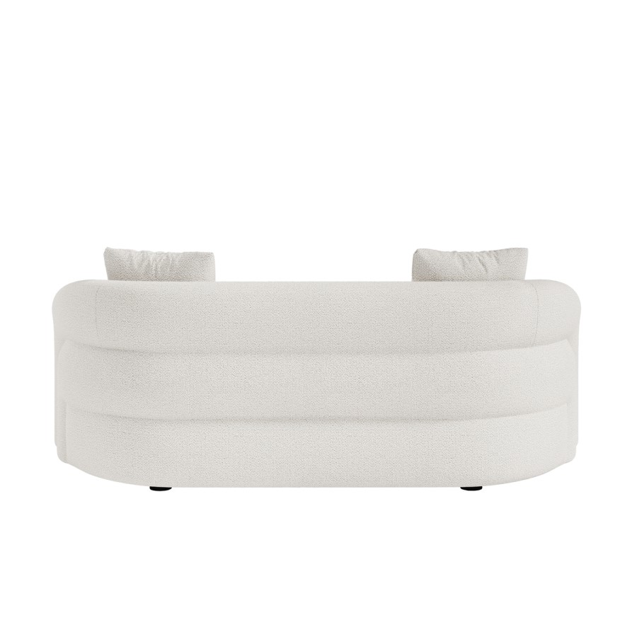 Cream Boucle Modern Curved 3 Seater Sofa - Zuri 