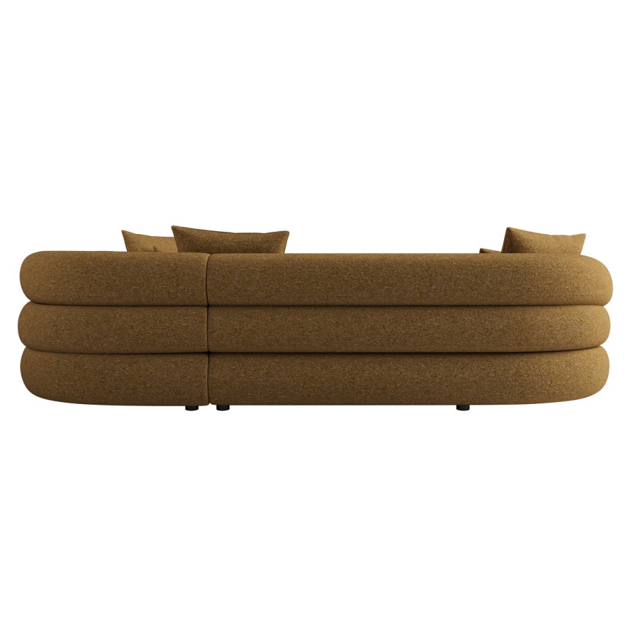 Caramel Brown Chenille Right Hand Facing 4 Seater Curved Corner Sofa - Zuri